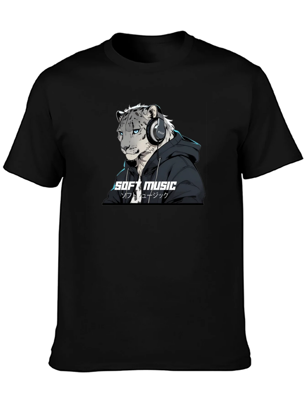 Soft Music Snow Leopard Black T-Shirt product image 3