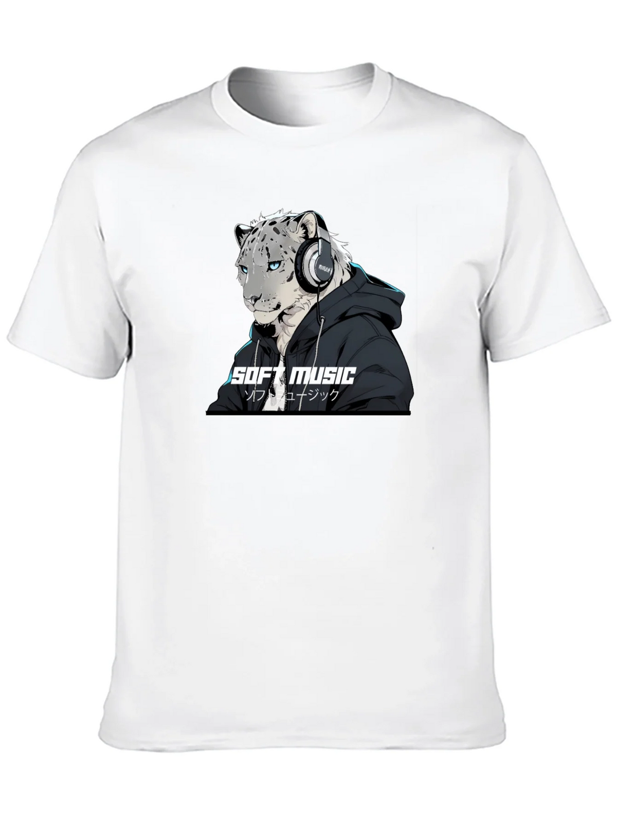 Soft Music Snow Leopard Black T-Shirt product image 9