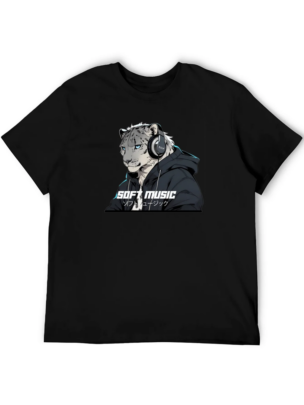 Soft Music Snow Leopard Black T-Shirt product image 5