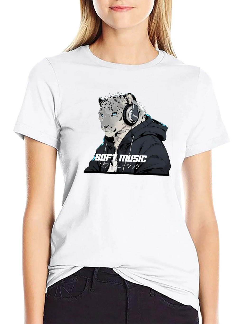 Soft Music Snow Leopard Black T-Shirt product image 8