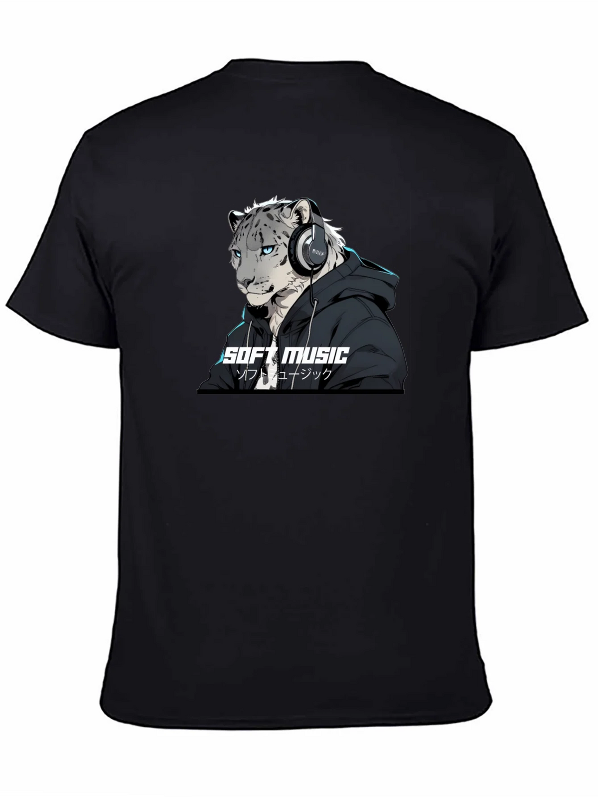Soft Music Snow Leopard Black T-Shirt product image 4