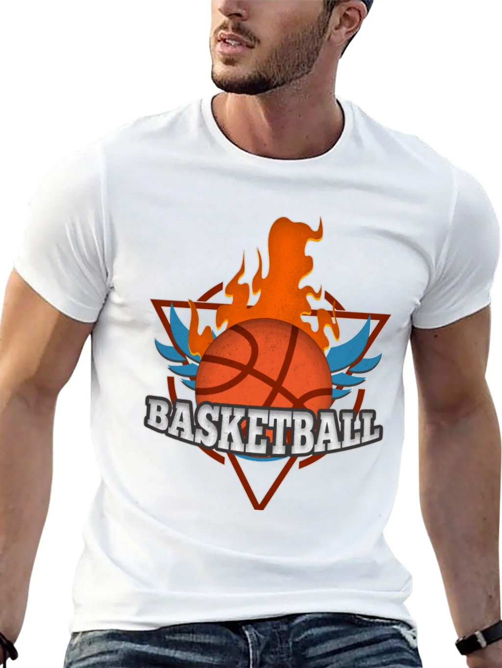 Flaming Basketball Graphic Tee - Black product image 5