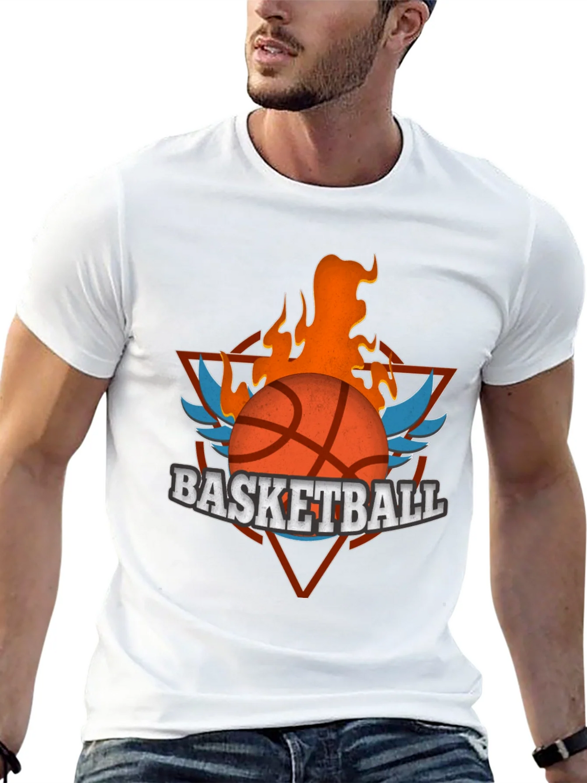Flaming Basketball Graphic Tee - Black product image 5