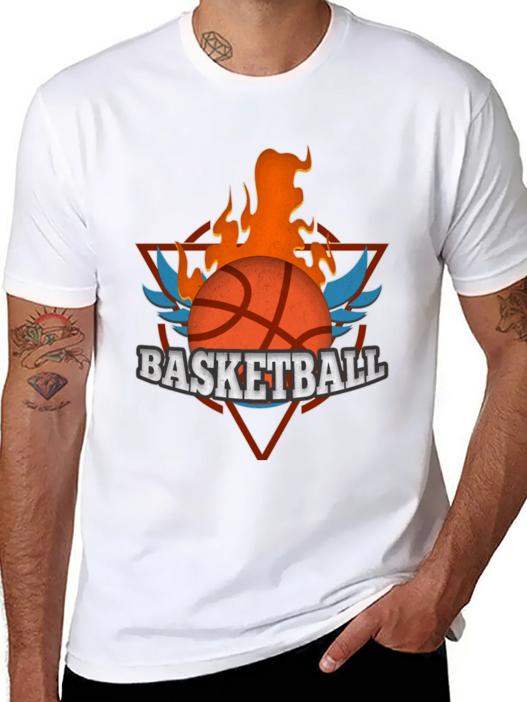Flaming Basketball Graphic Tee - Black product image 2