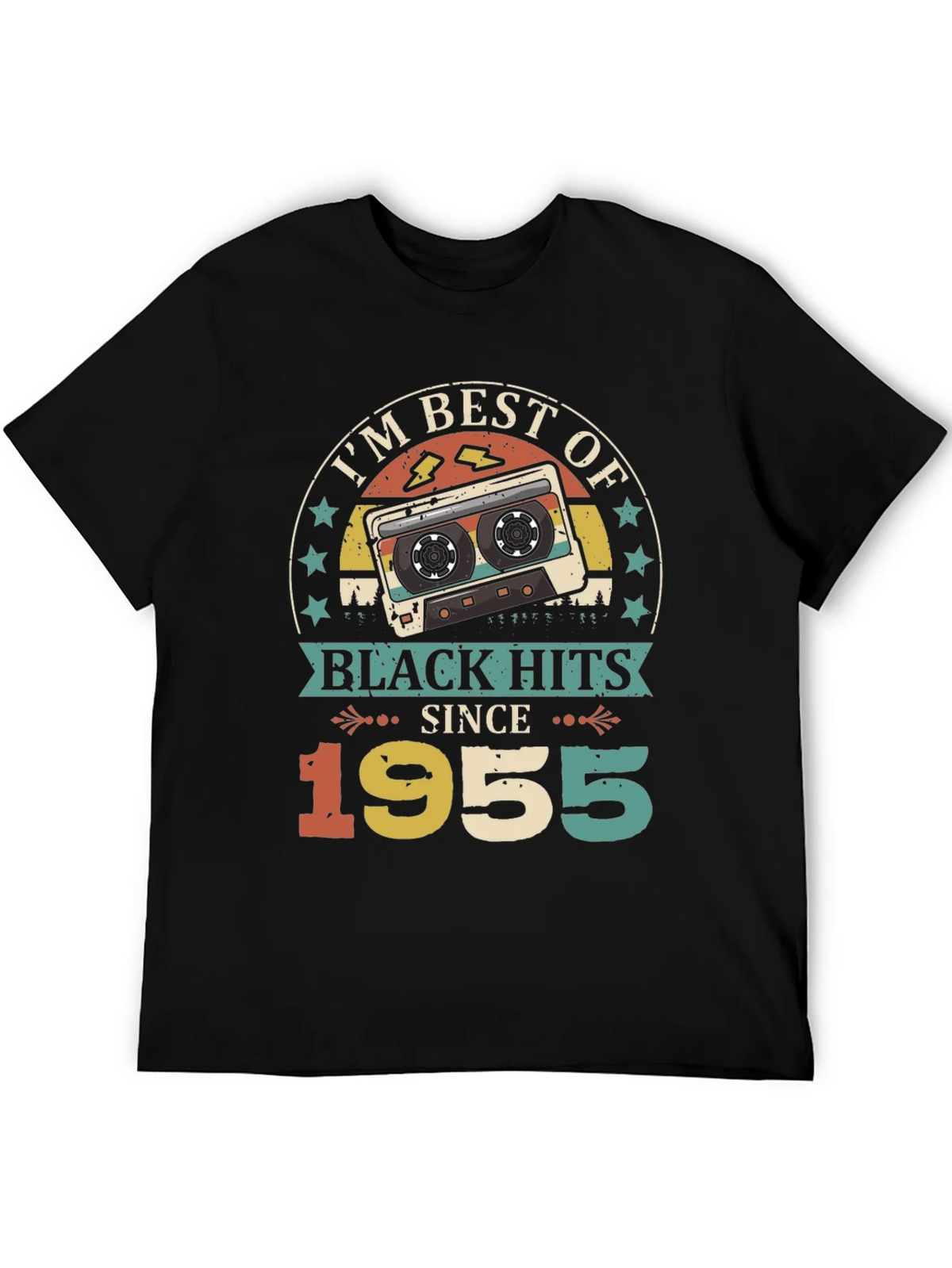 Retro 1955 Black Hits Music Cassette T-Shirt product image 5
