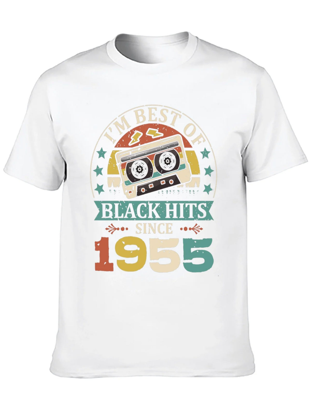 Retro 1955 Black Hits Music Cassette T-Shirt product image 9