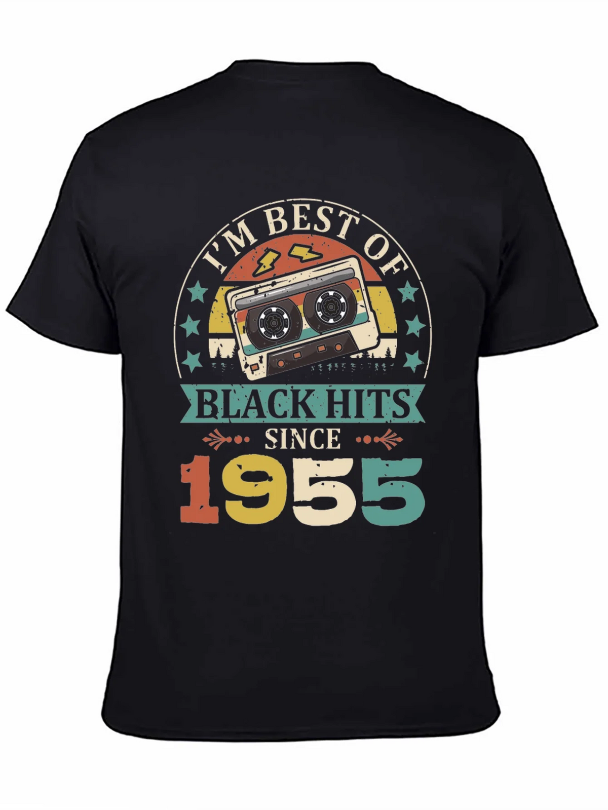 Retro 1955 Black Hits Music Cassette T-Shirt product image 4