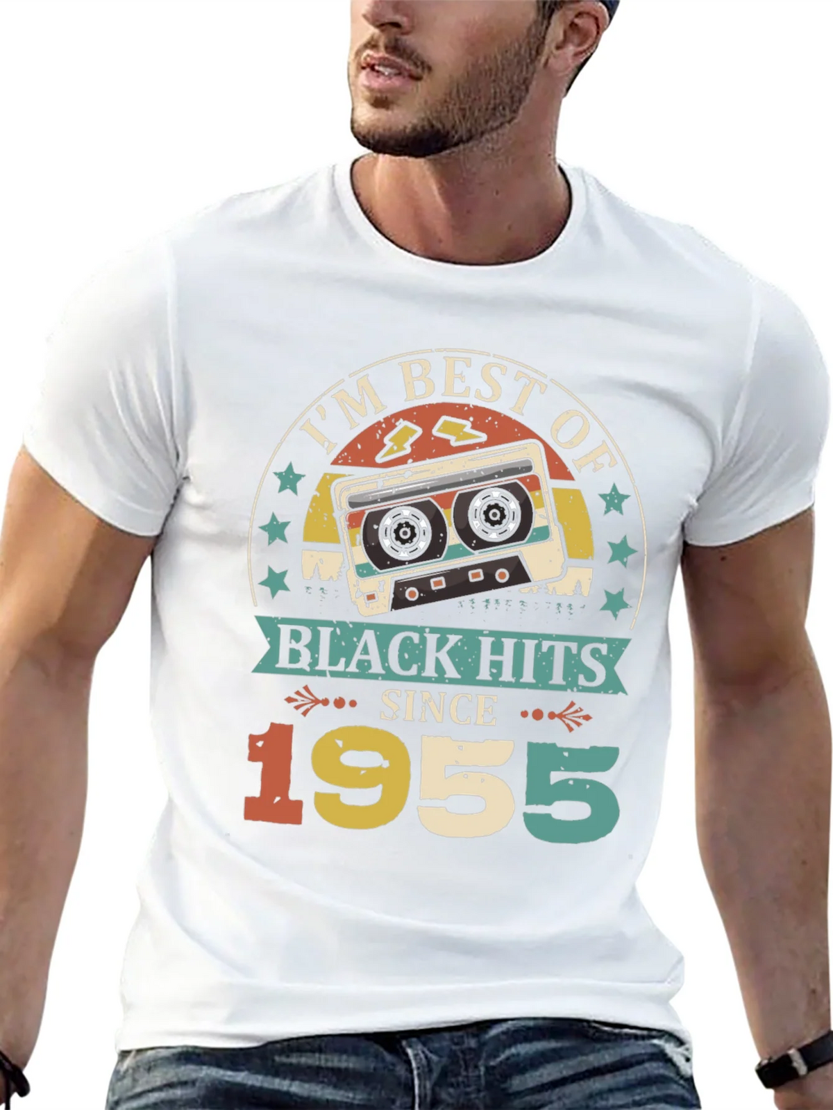 Retro 1955 Black Hits Music Cassette T-Shirt product image 12