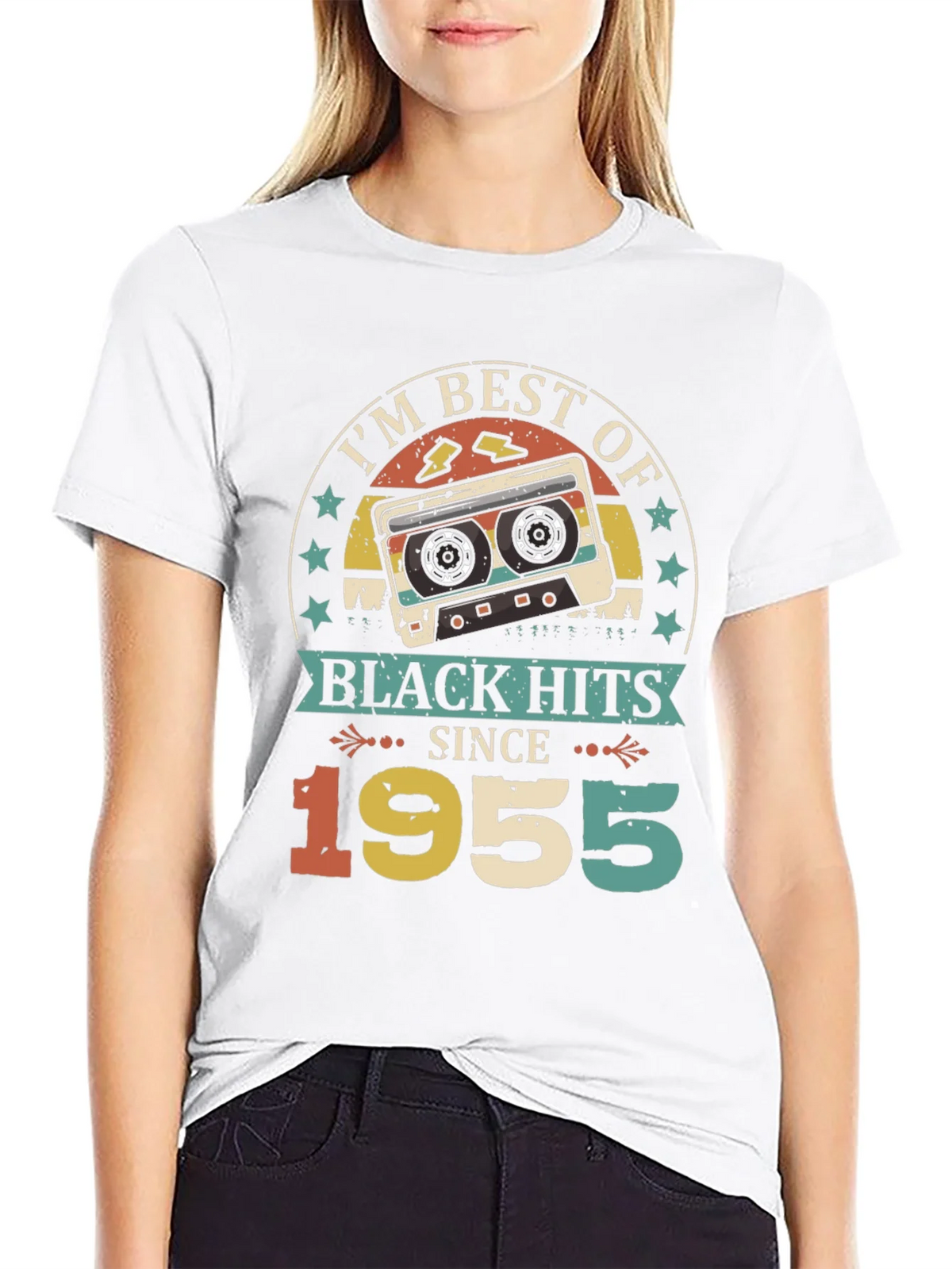 Retro 1955 Black Hits Music Cassette T-Shirt product image 8