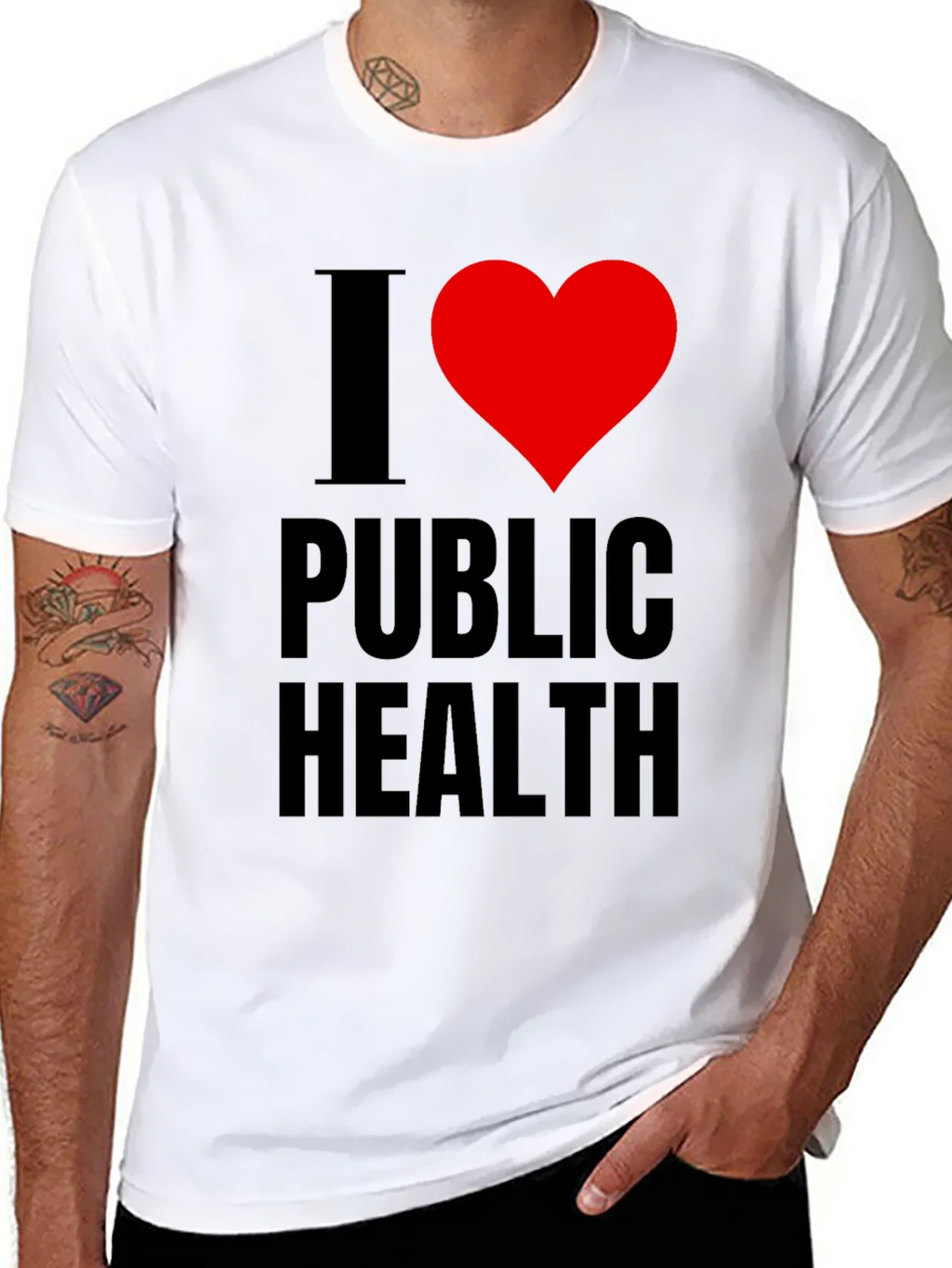 I Heart Public Health T-Shirt - Black Cotton Tee product image 2