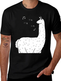 Singing Llama Graphic Tee - Black Cotton T-Shirt product image 1