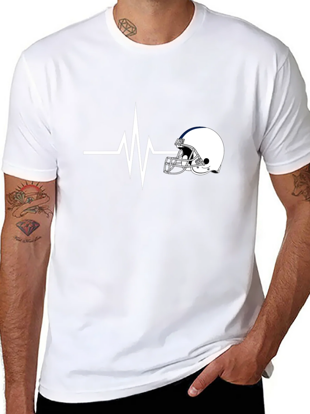 Football Helmet Heartbeat T-Shirt - Fan Apparel product image 6