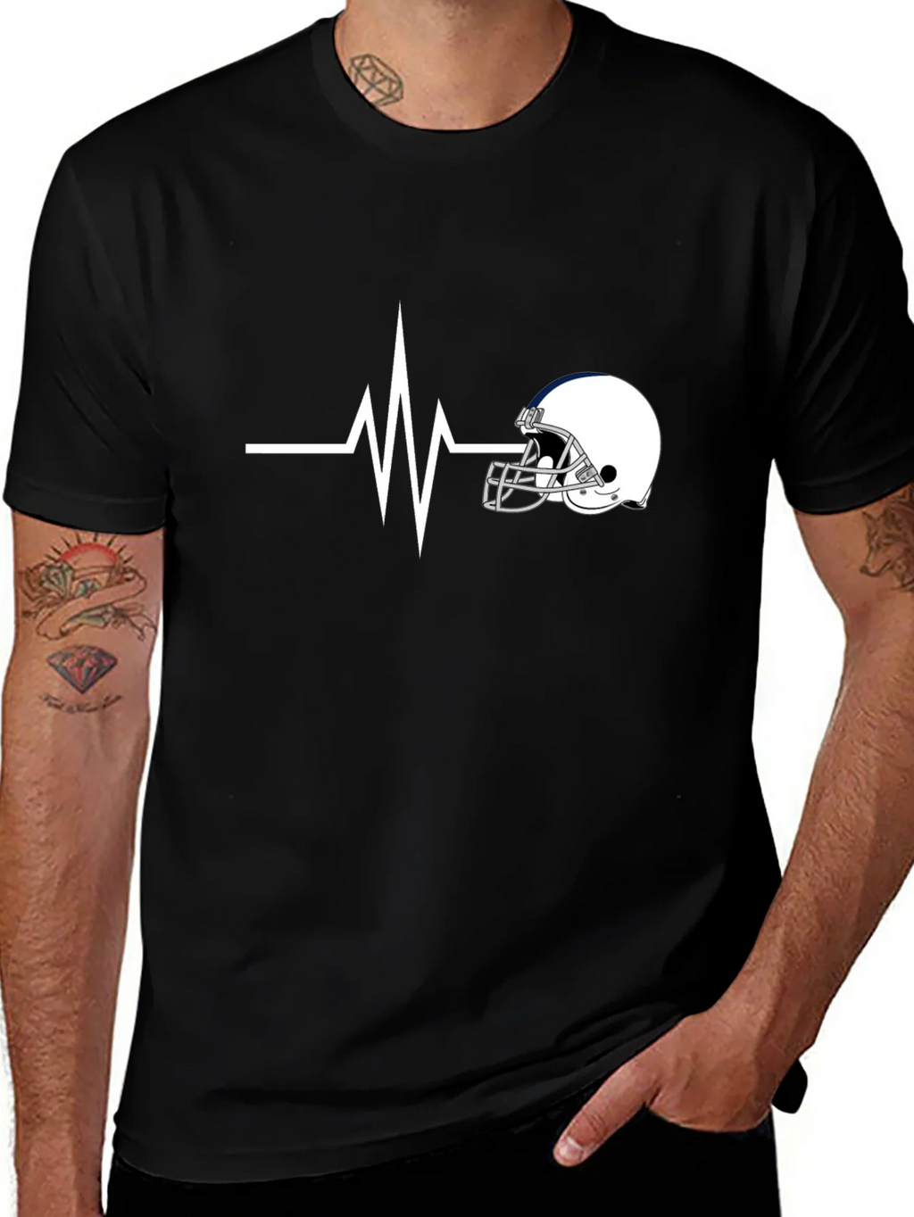 Football Helmet Heartbeat T-Shirt - Fan Apparel product image 1