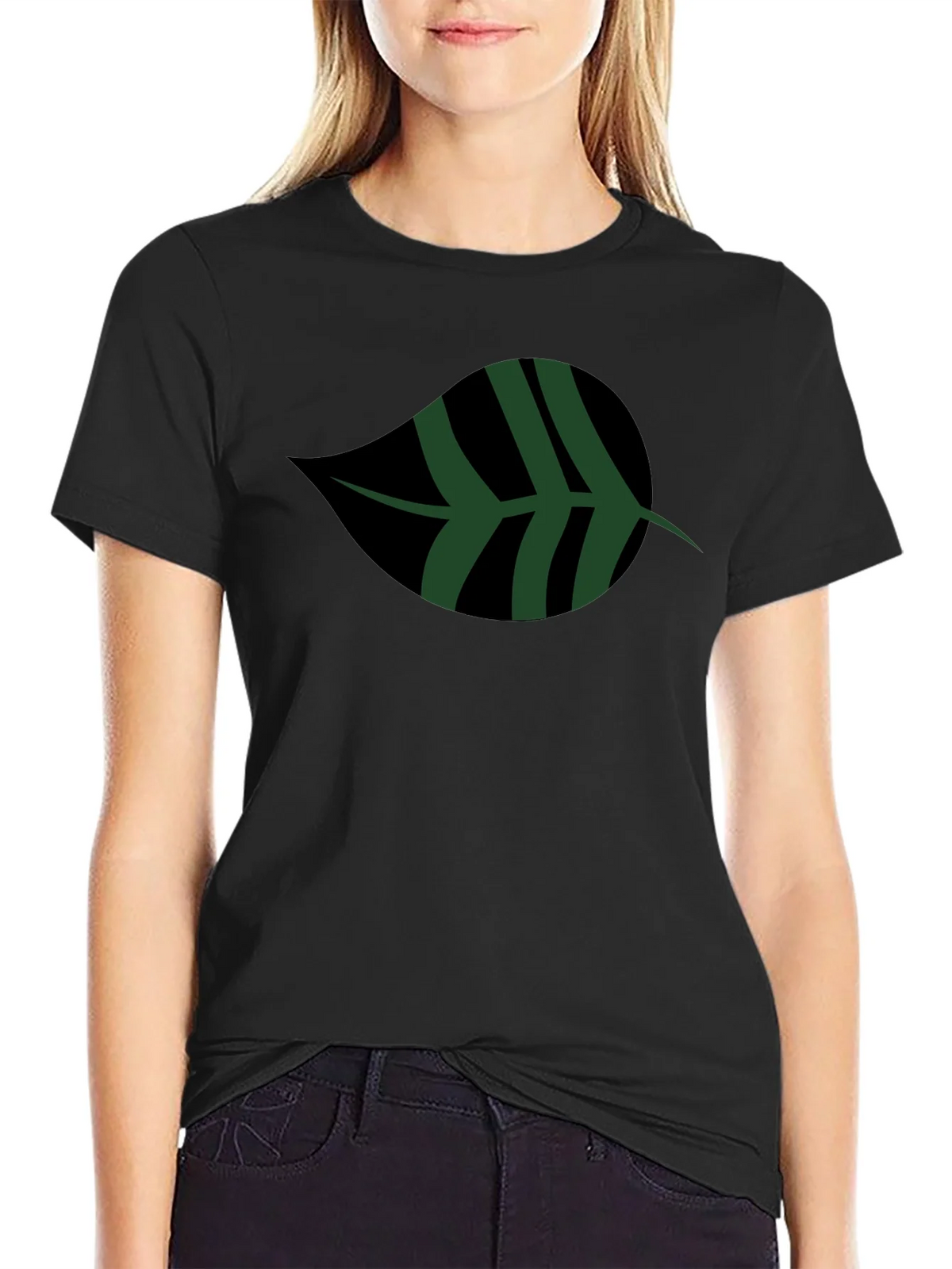 Leaf Graphic Black T-Shirt | Casual Style product image 2