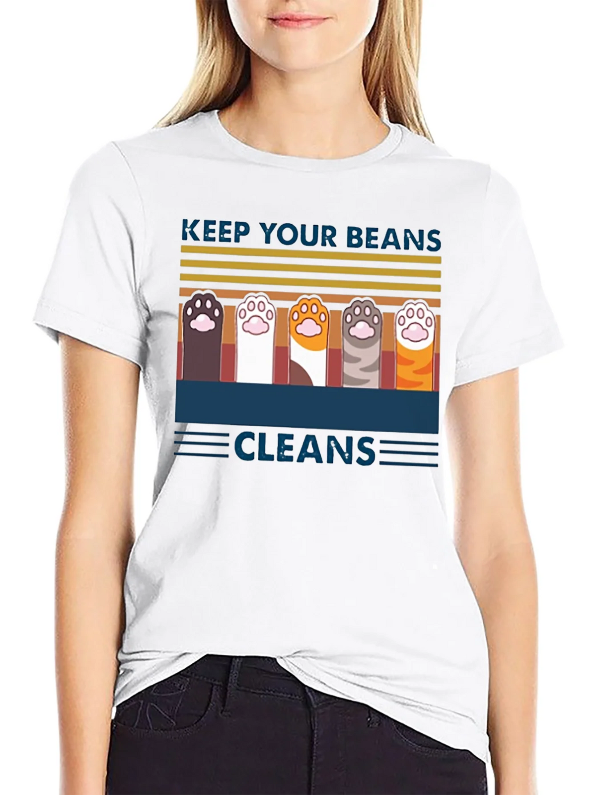 Keep Your Beans Clean T-Shirt | Cute Cat Paw Design product image 8