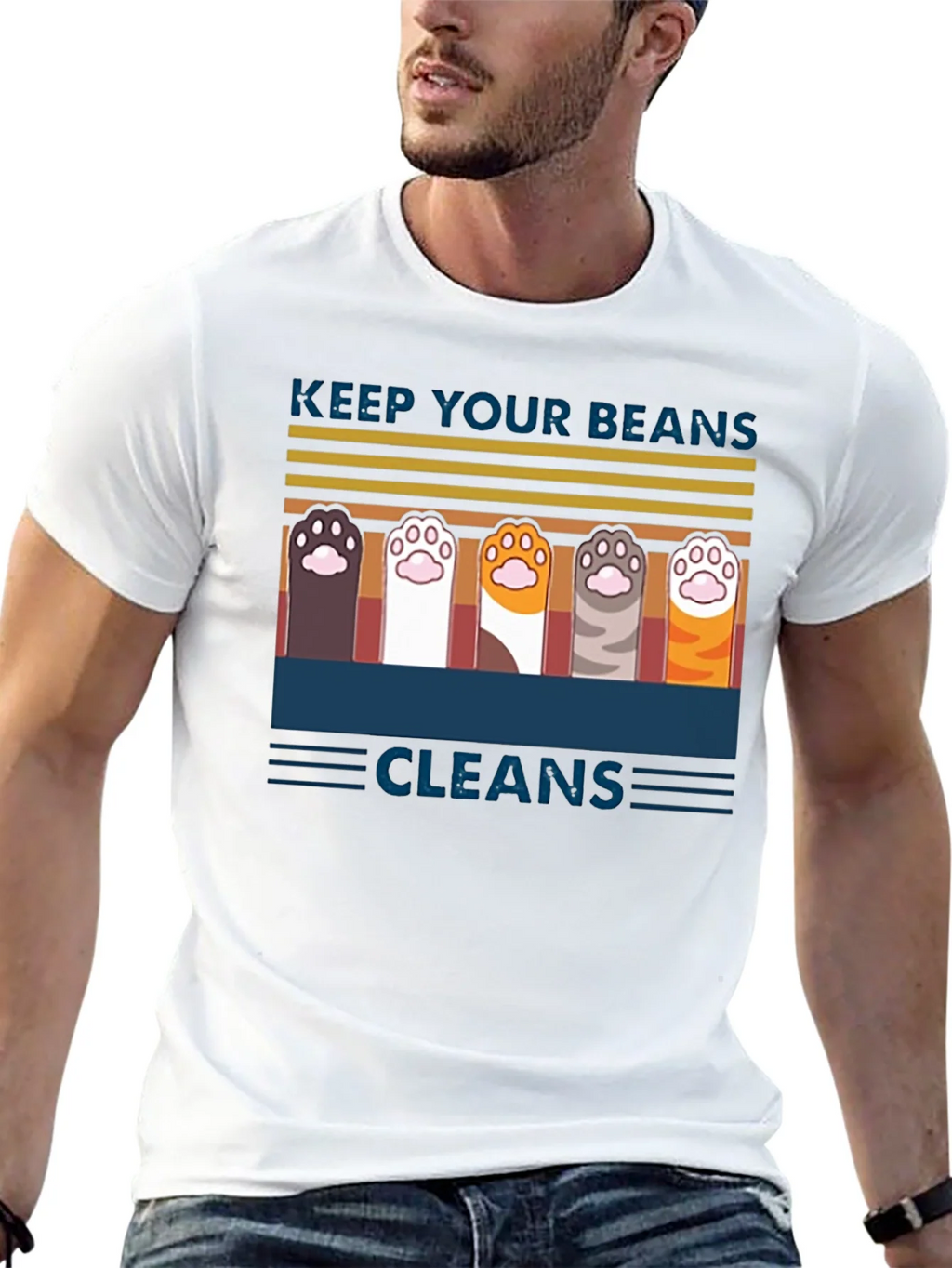 Keep Your Beans Clean T-Shirt | Cute Cat Paw Design product image 12