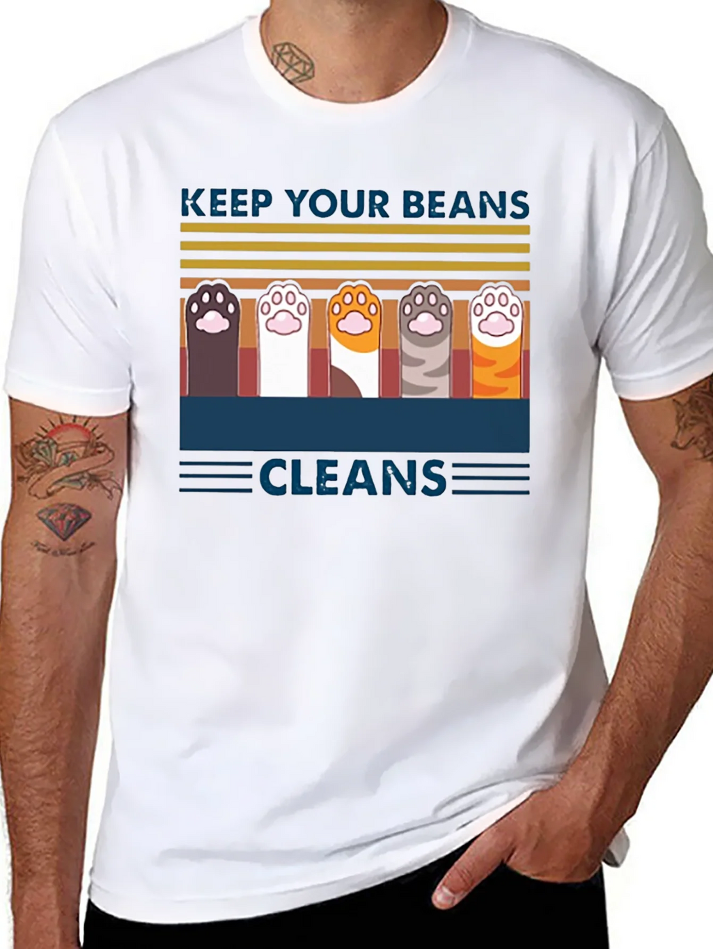 Keep Your Beans Clean T-Shirt | Cute Cat Paw Design product image 7