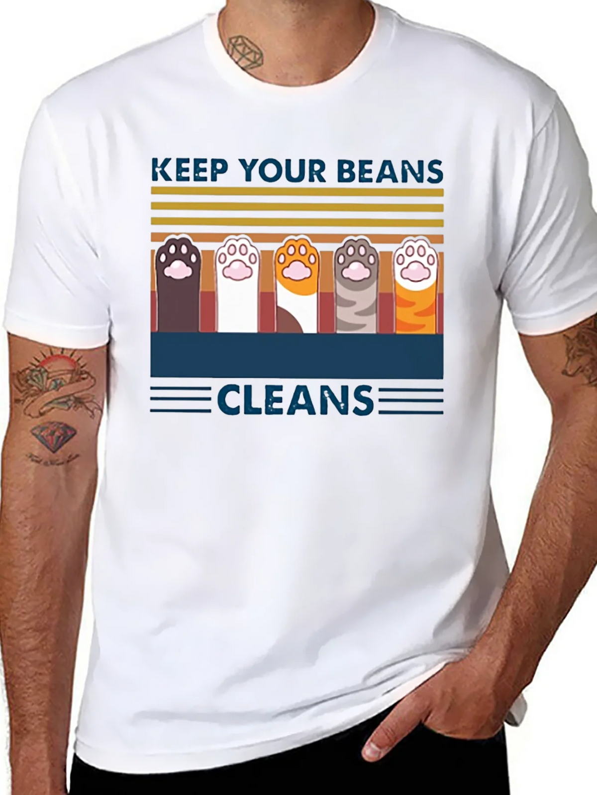 Keep Your Beans Clean T-Shirt | Cute Cat Paw Design product image 7