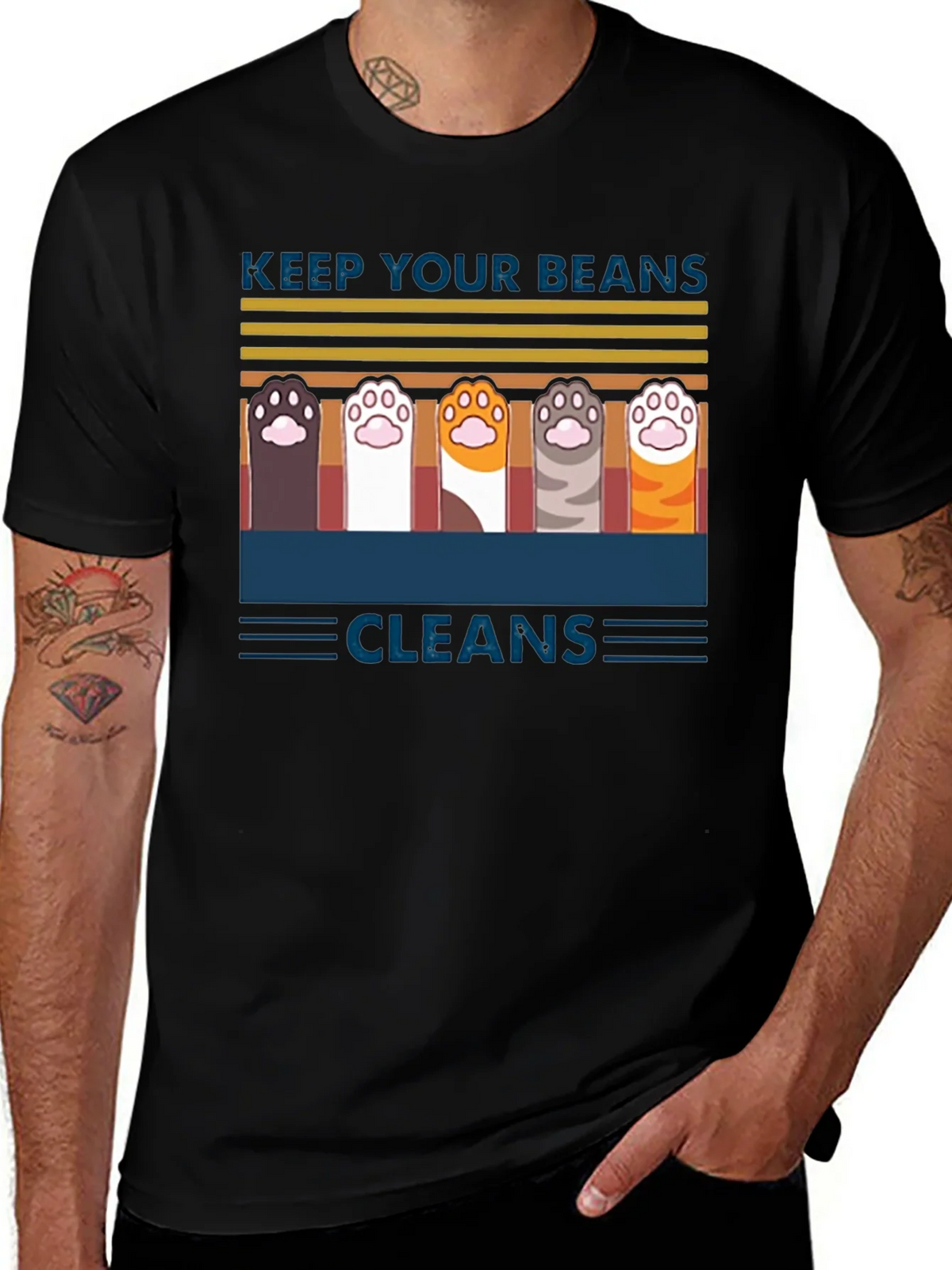 Keep Your Beans Clean T-Shirt | Cute Cat Paw Design product image 1
