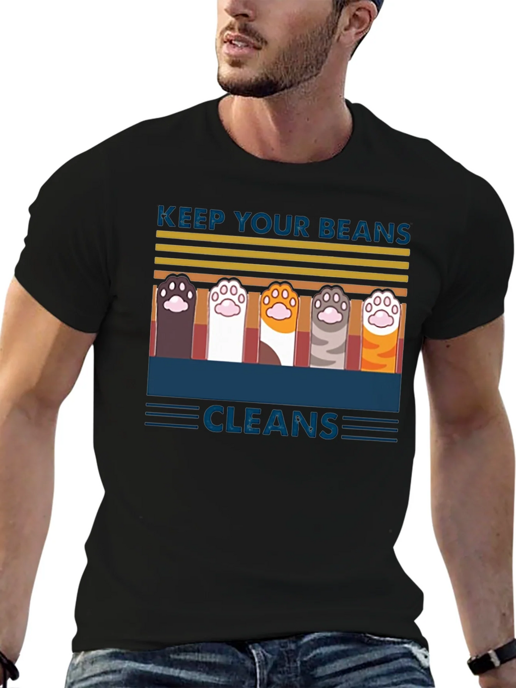 Keep Your Beans Clean T-Shirt | Cute Cat Paw Design product image 6
