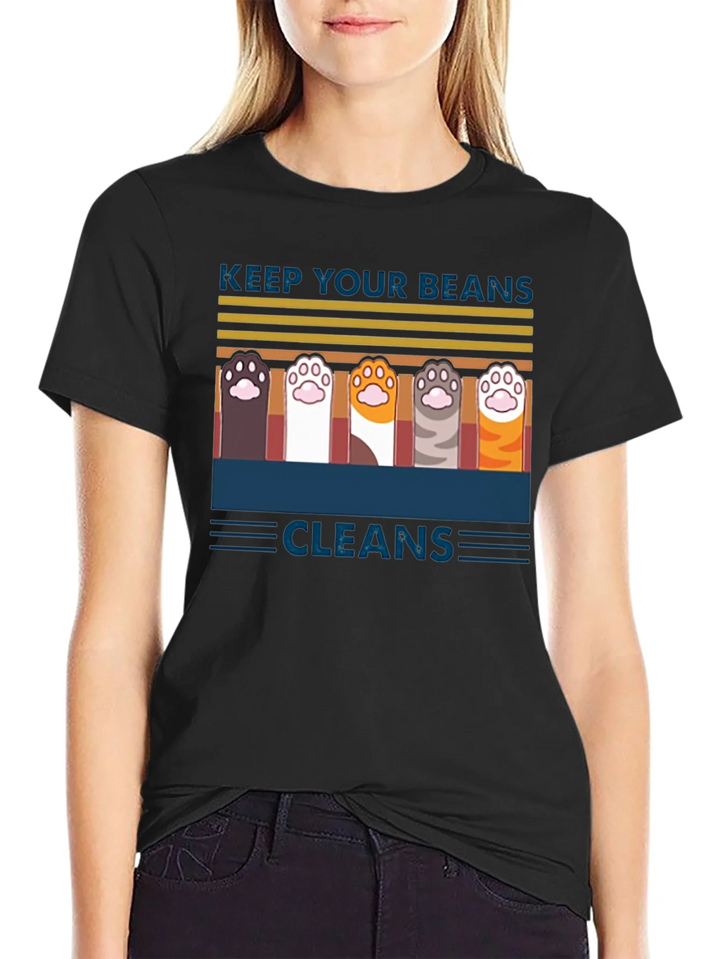 Keep Your Beans Clean T-Shirt | Cute Cat Paw Design product image 2
