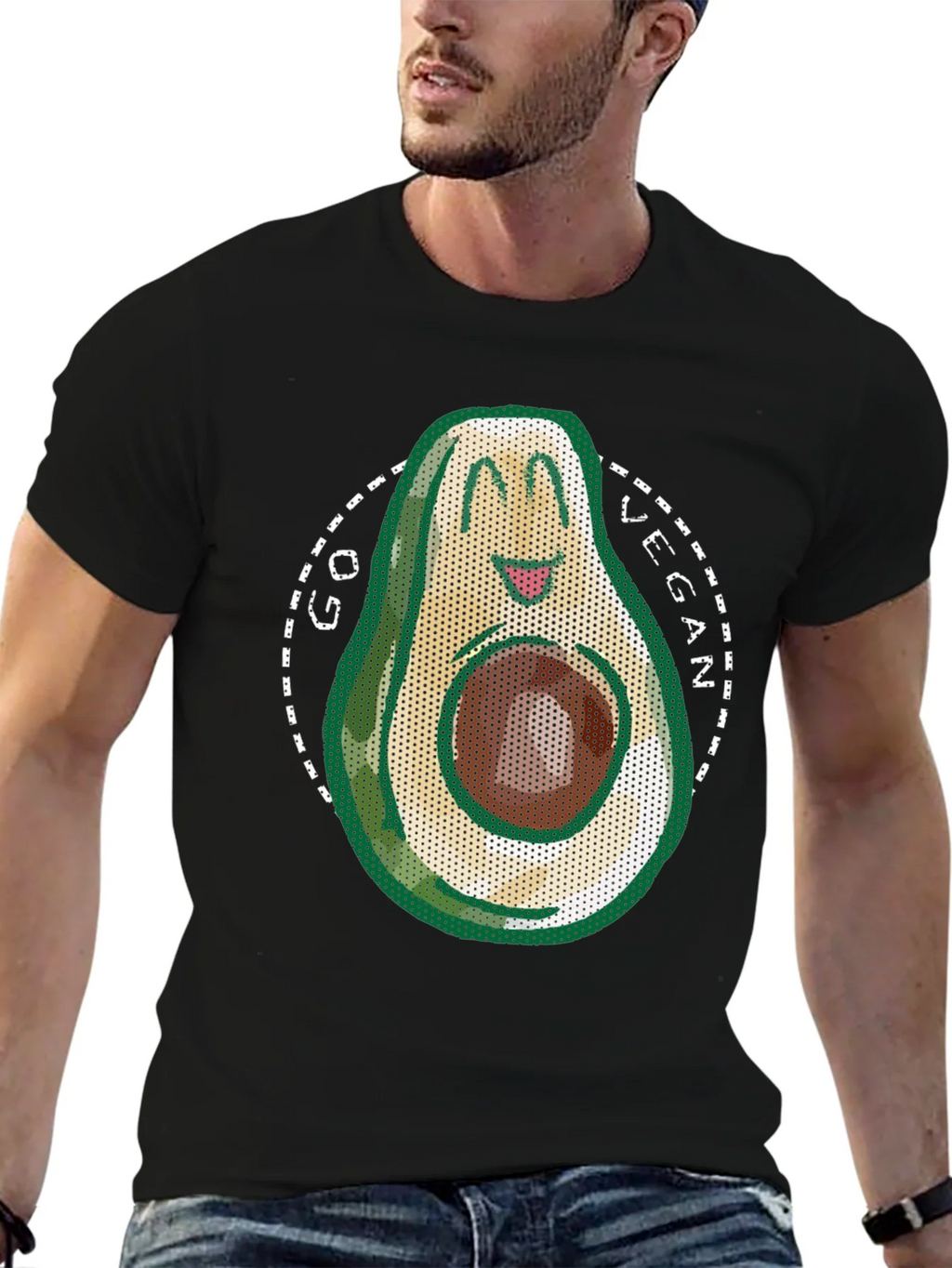 Go Vegan Avocado T-Shirt - Mens Black Tee product image 6