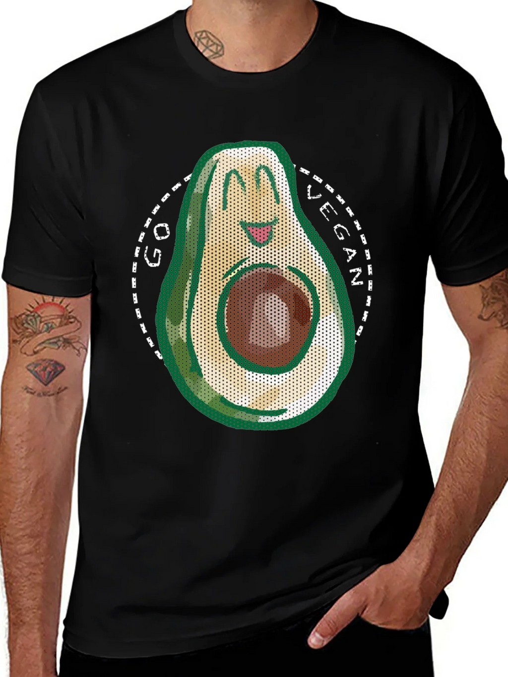 Go Vegan Avocado T-Shirt - Mens Black Tee product image 1