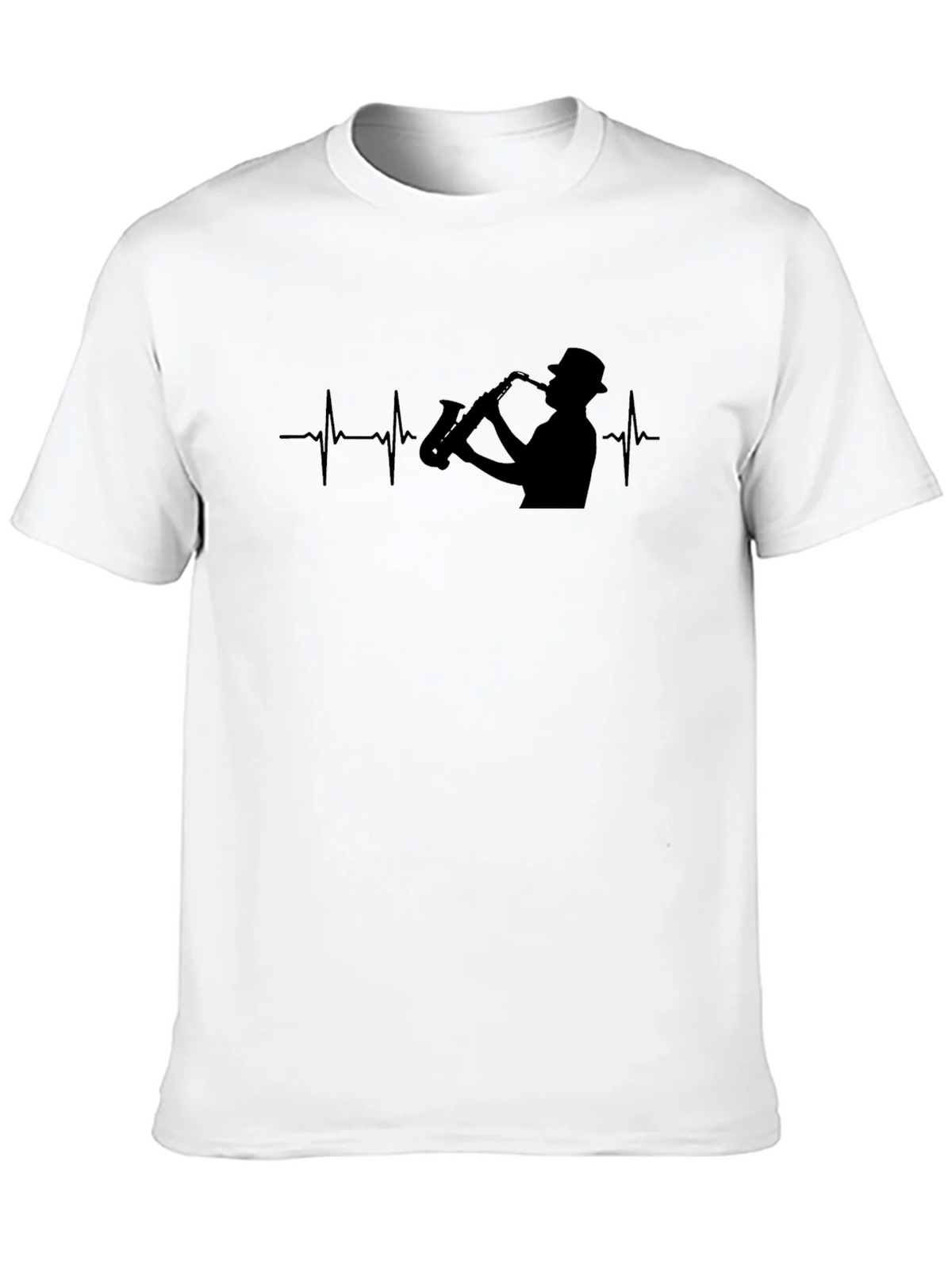 Saxophone Heartbeat Black T-Shirt - Musician Tee product image 9