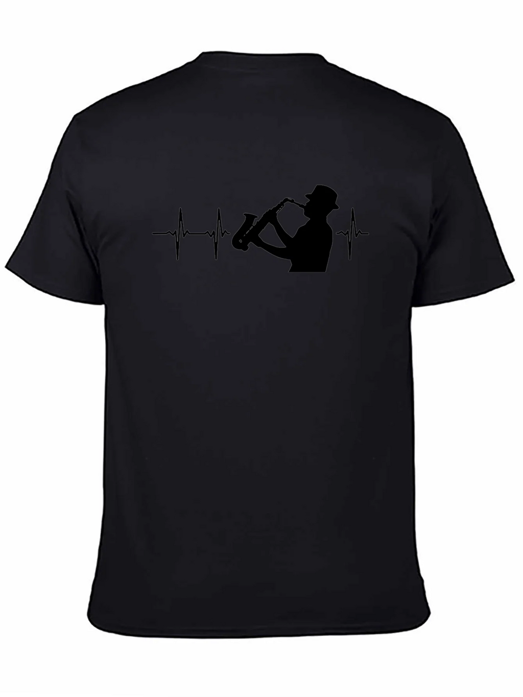 Saxophone Heartbeat Black T-Shirt - Musician Tee product image 4