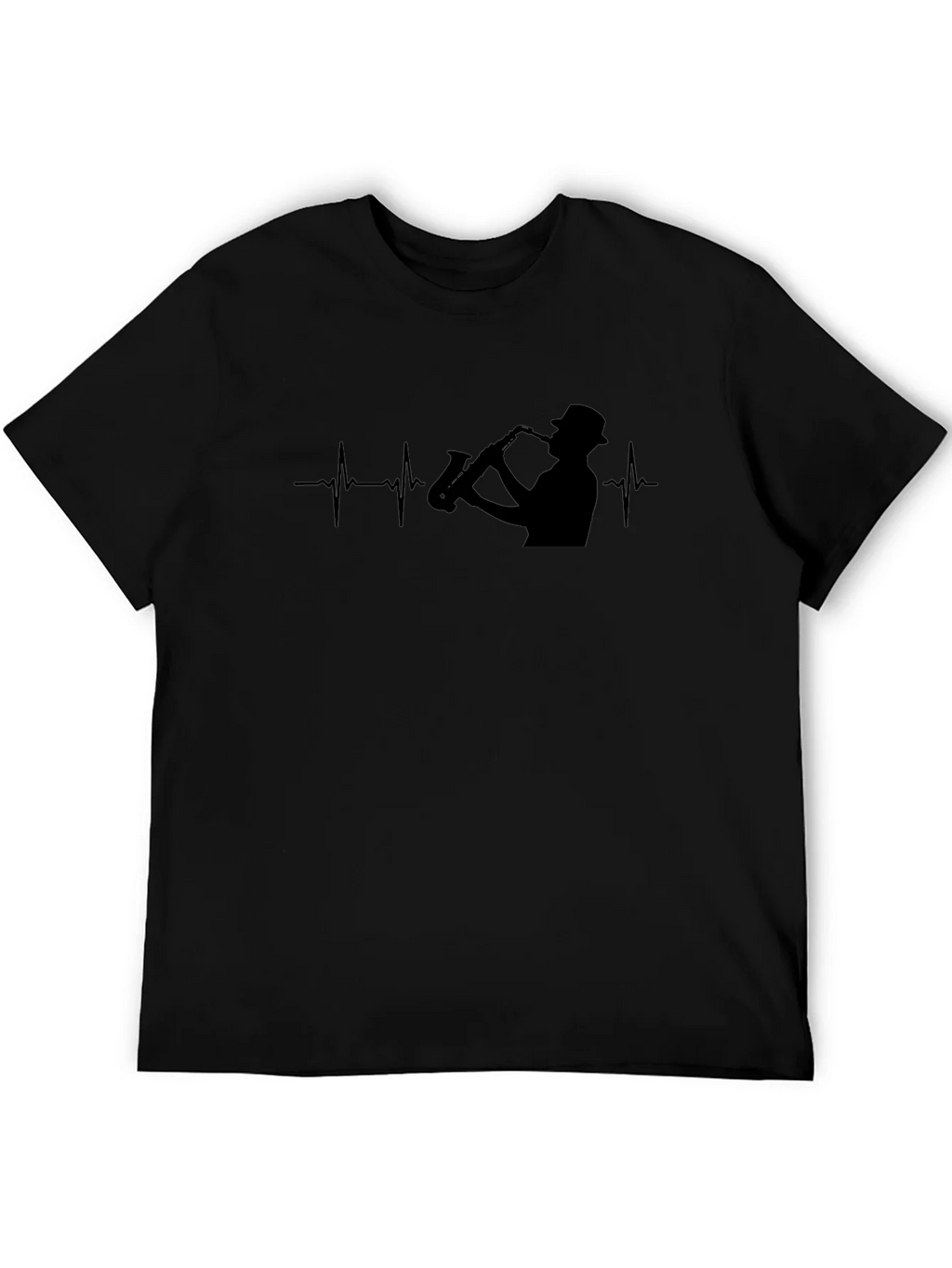 Saxophone Heartbeat Black T-Shirt - Musician Tee product image 5