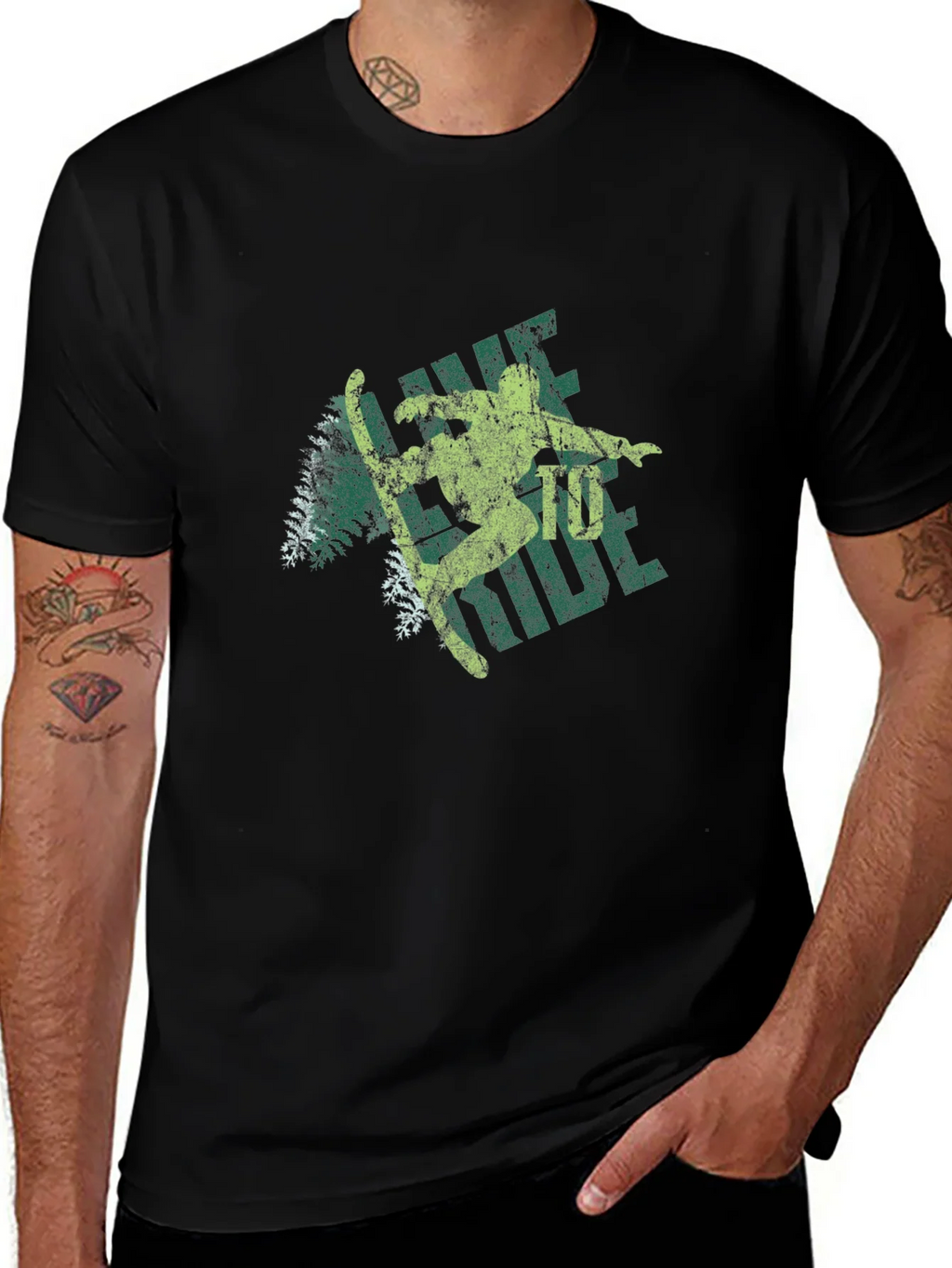 Retro Skier Graphic Tee - Black Cotton Blend product image 1