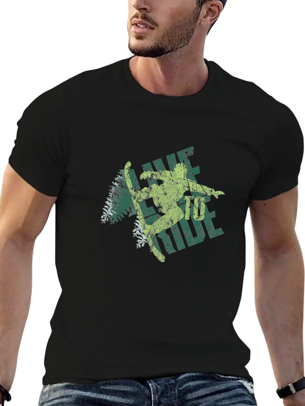 Retro Skier Graphic Tee - Black Cotton Blend product image 6