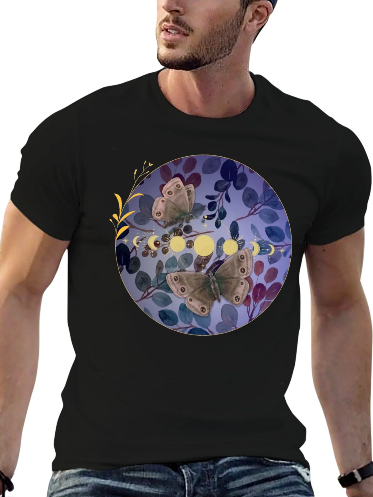 Butterfly & Moon Phase Graphic T-Shirt product image 3