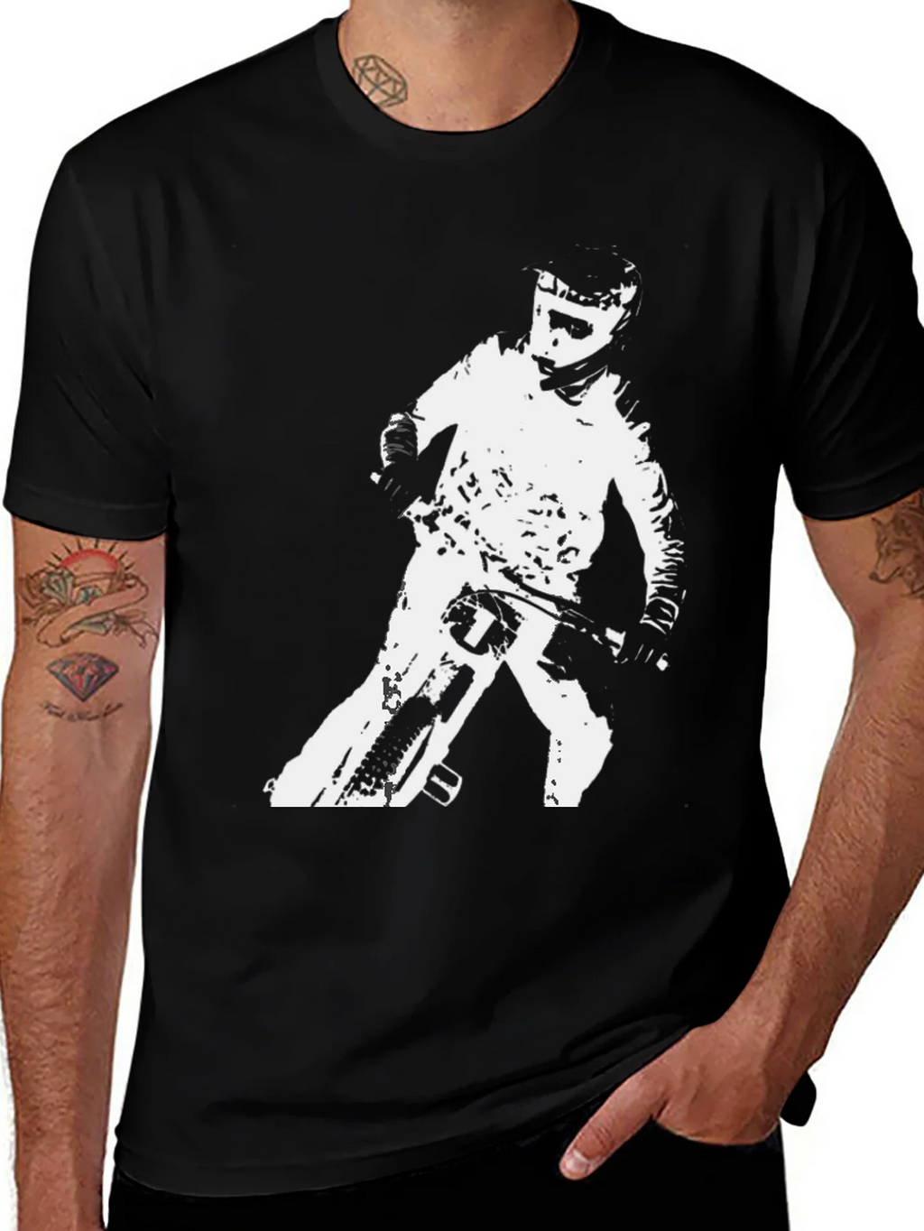 Mountain Bike Rider Graphic Tee - Black Casual T-Shirt product image 1