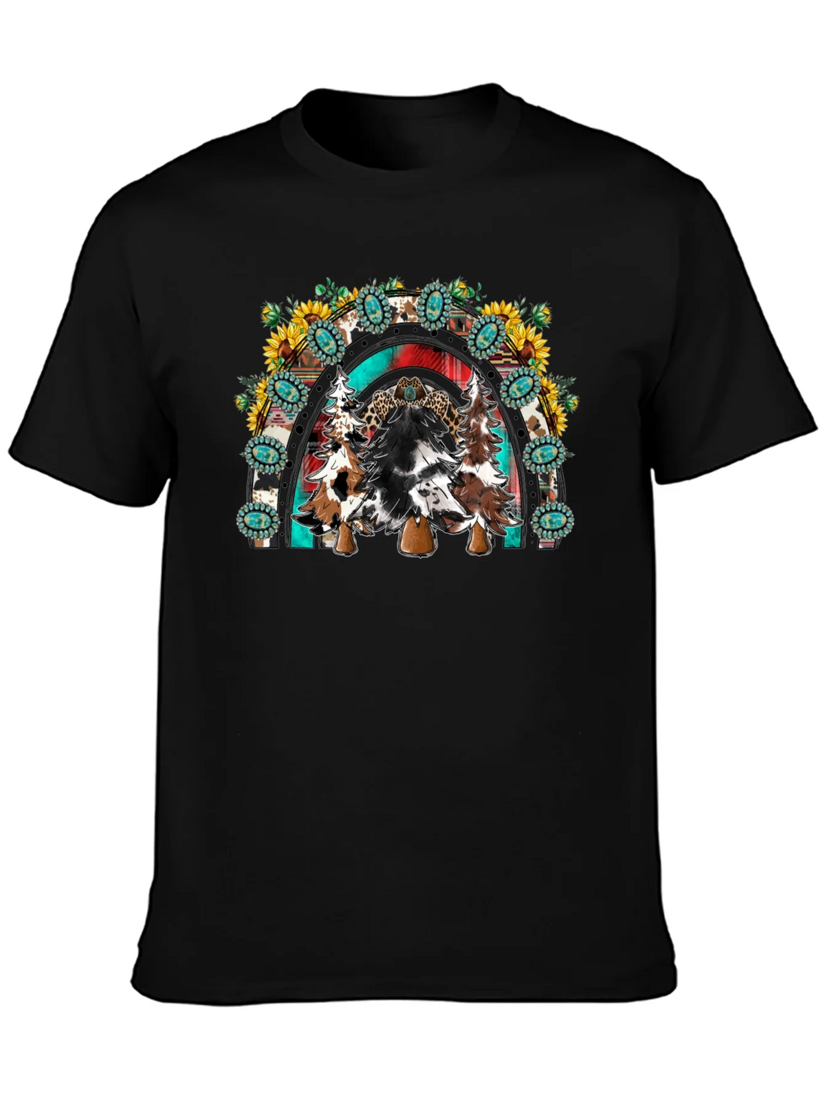 Western Christmas Trees Rainbow T-Shirt product image 3
