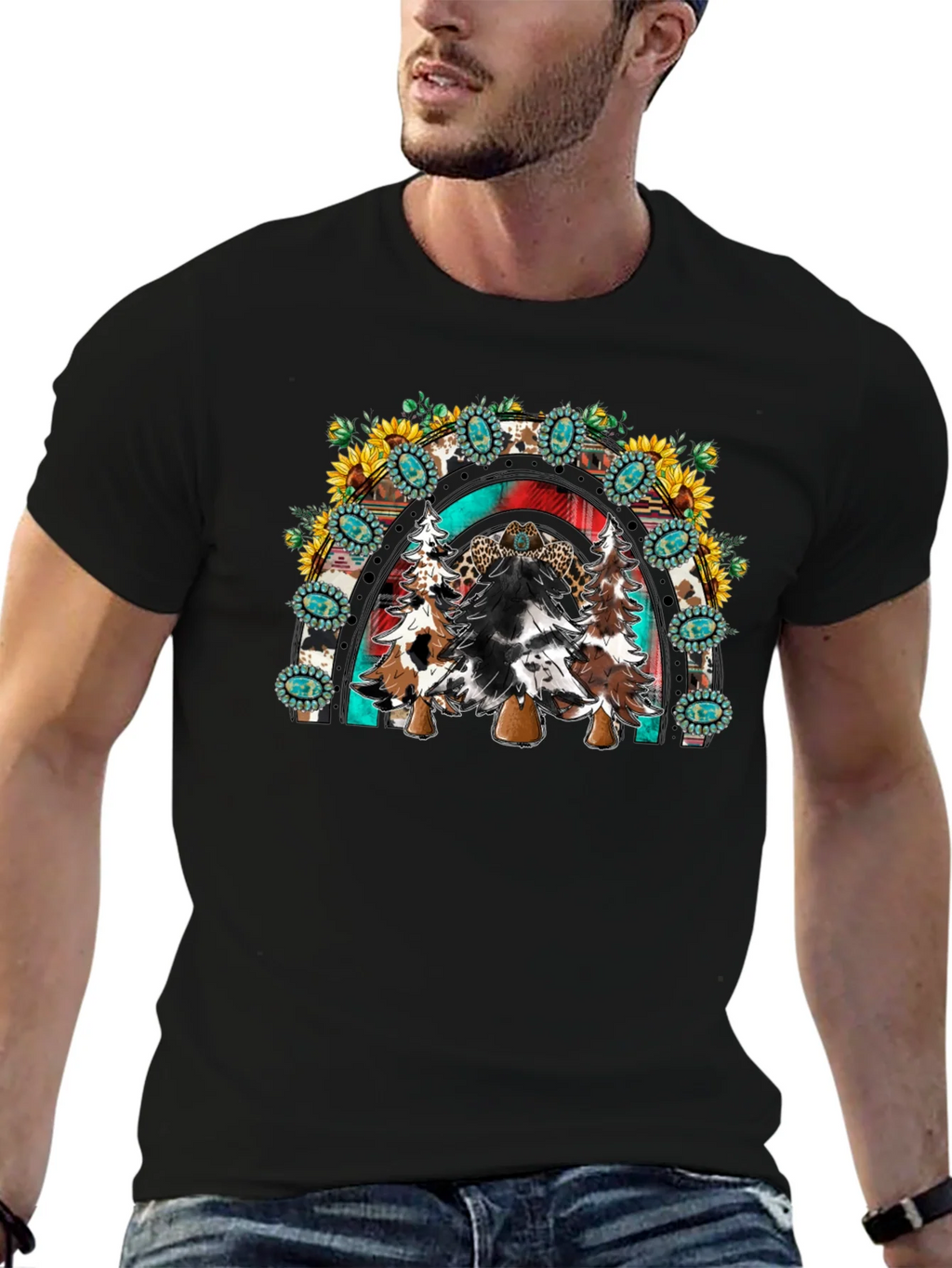 Western Christmas Trees Rainbow T-Shirt product image 6