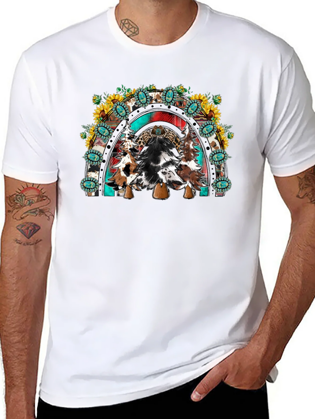 Western Christmas Trees Rainbow T-Shirt product image 7