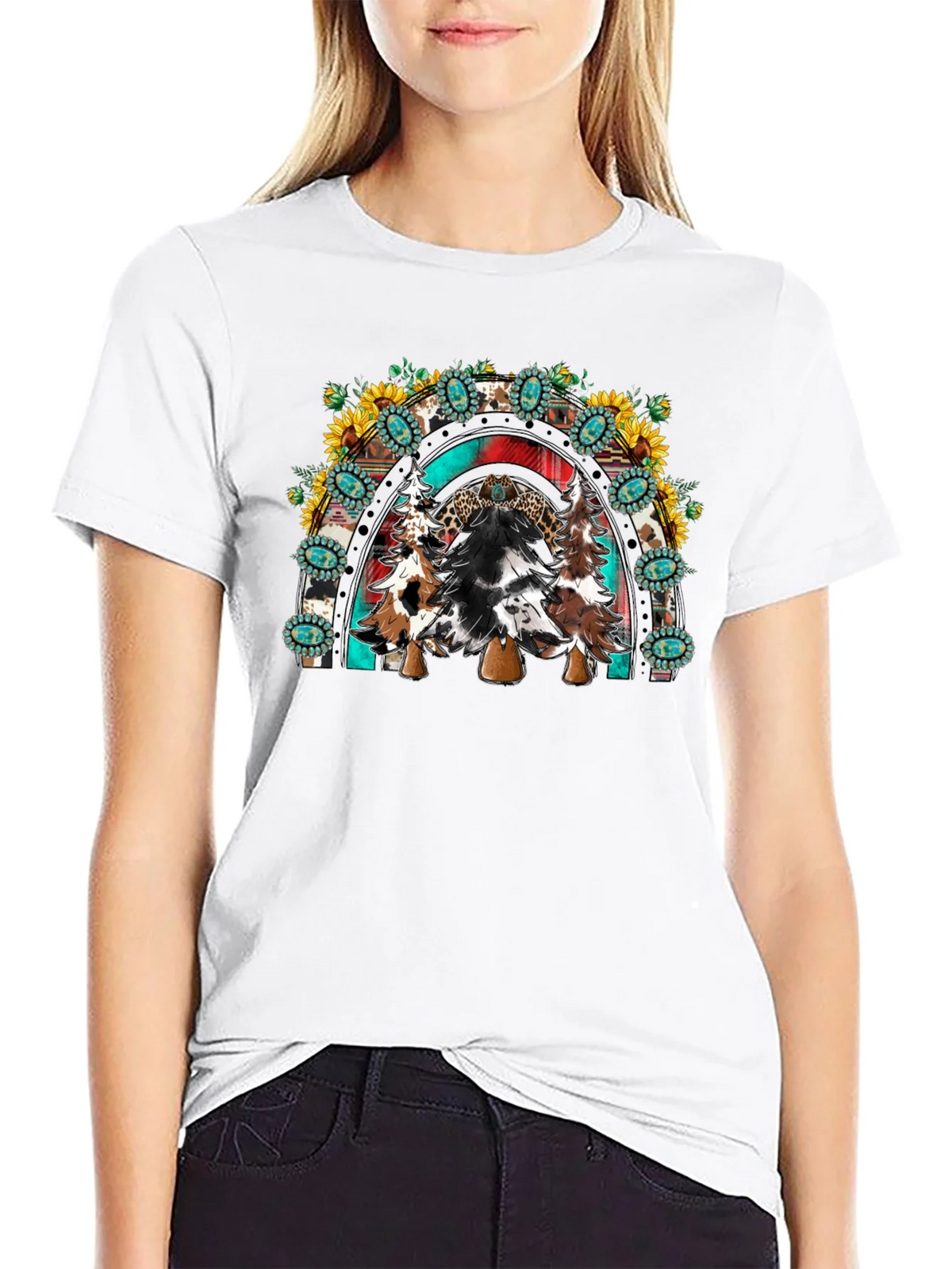 Western Christmas Trees Rainbow T-Shirt product image 8