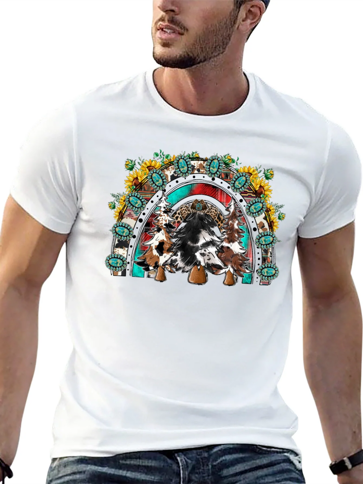 Western Christmas Trees Rainbow T-Shirt product image 12