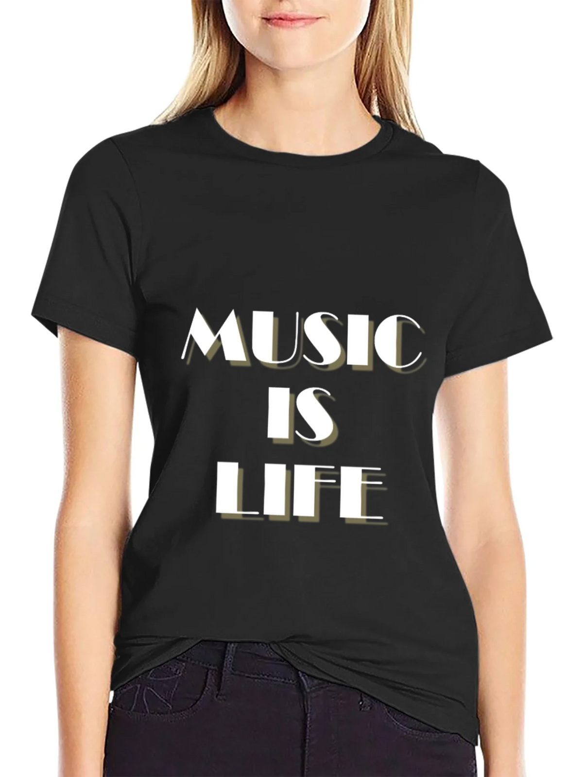 Music is Life Black Graphic Tee product image 2