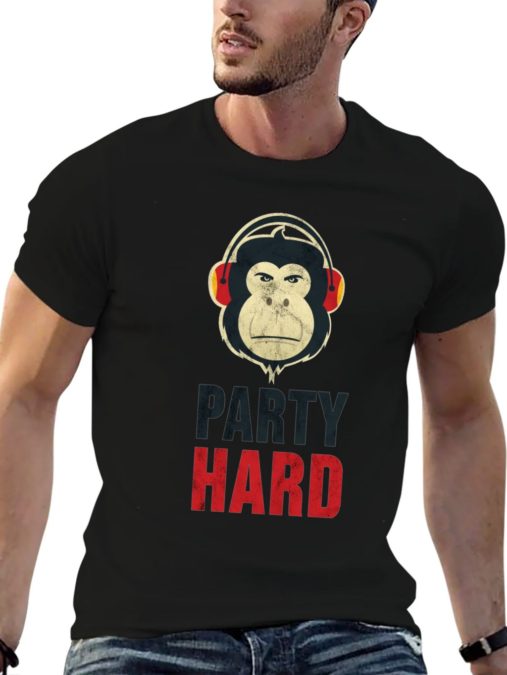 Party Hard Monkey Graphic T-Shirt - Black product image 6