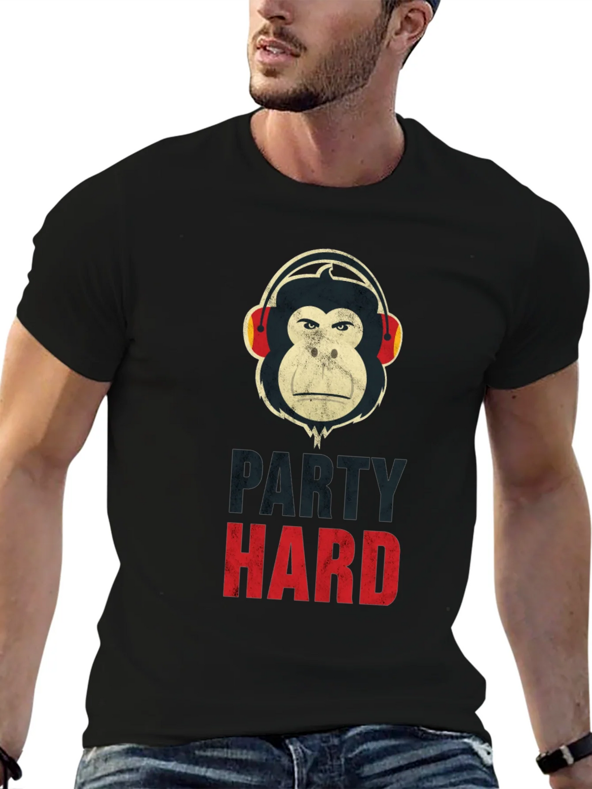 Party Hard Monkey Graphic T-Shirt - Black product image 6