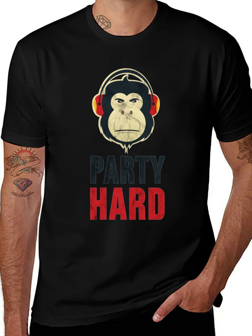 Party Hard Monkey Graphic T-Shirt - Black product image 1