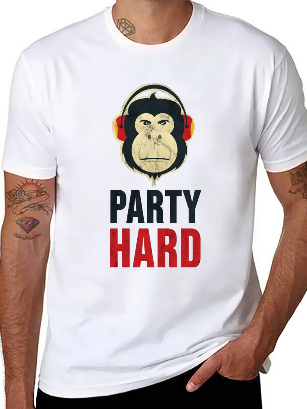 Party Hard Monkey Graphic T-Shirt - Black product image 7