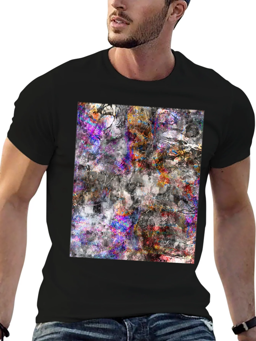 Abstract Art Tee - Black Cotton Blend product image 2