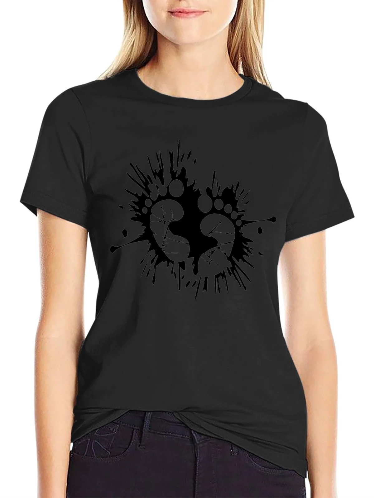 Mens Black Graphic Tee - Footprints Splash Design product image 2