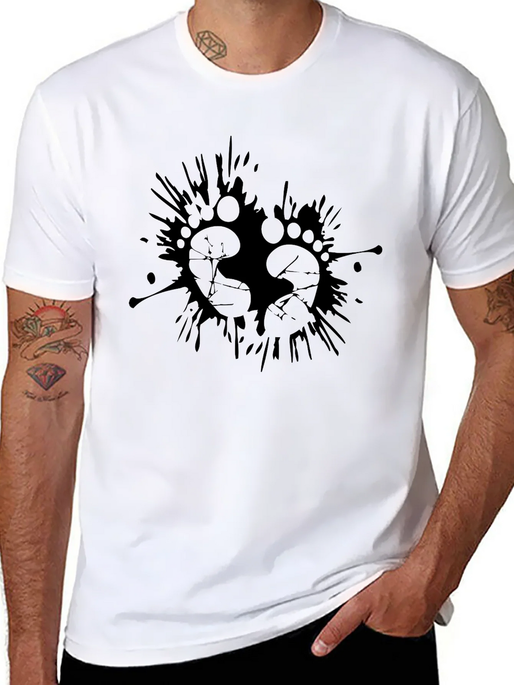 Mens Black Graphic Tee - Footprints Splash Design product image 7