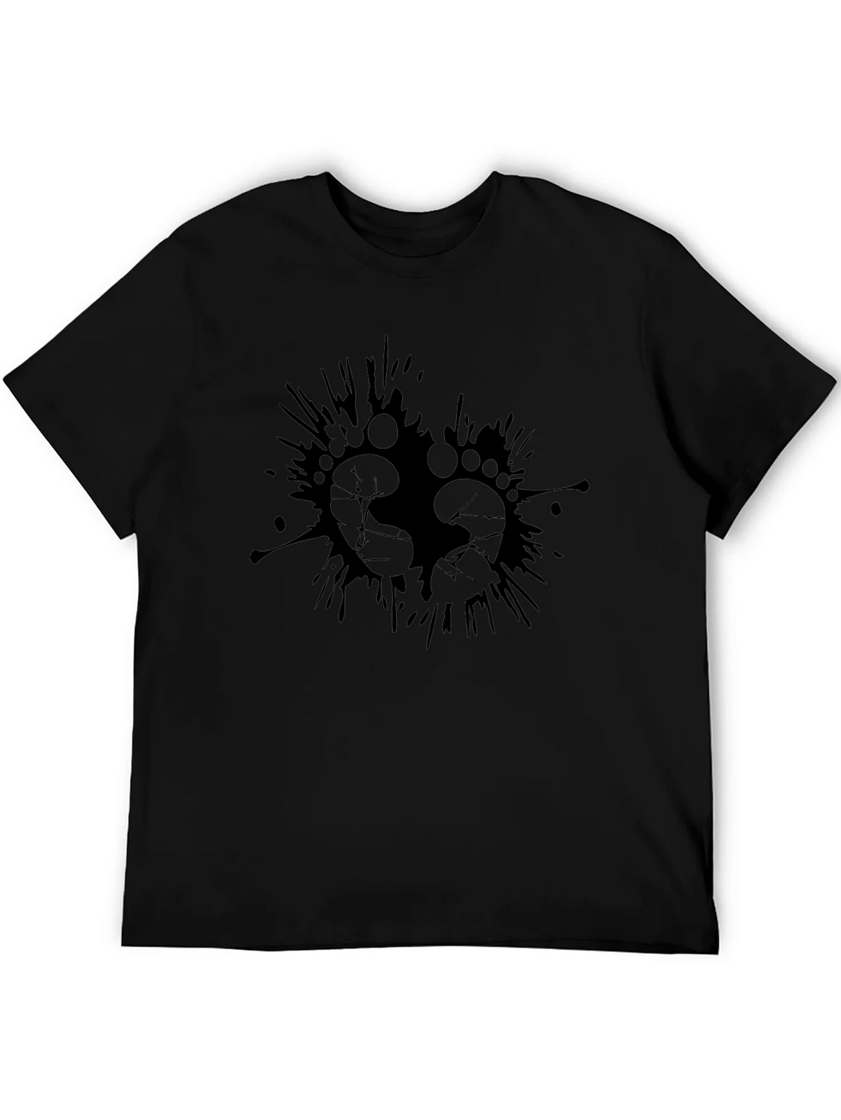 Mens Black Graphic Tee - Footprints Splash Design product image 5