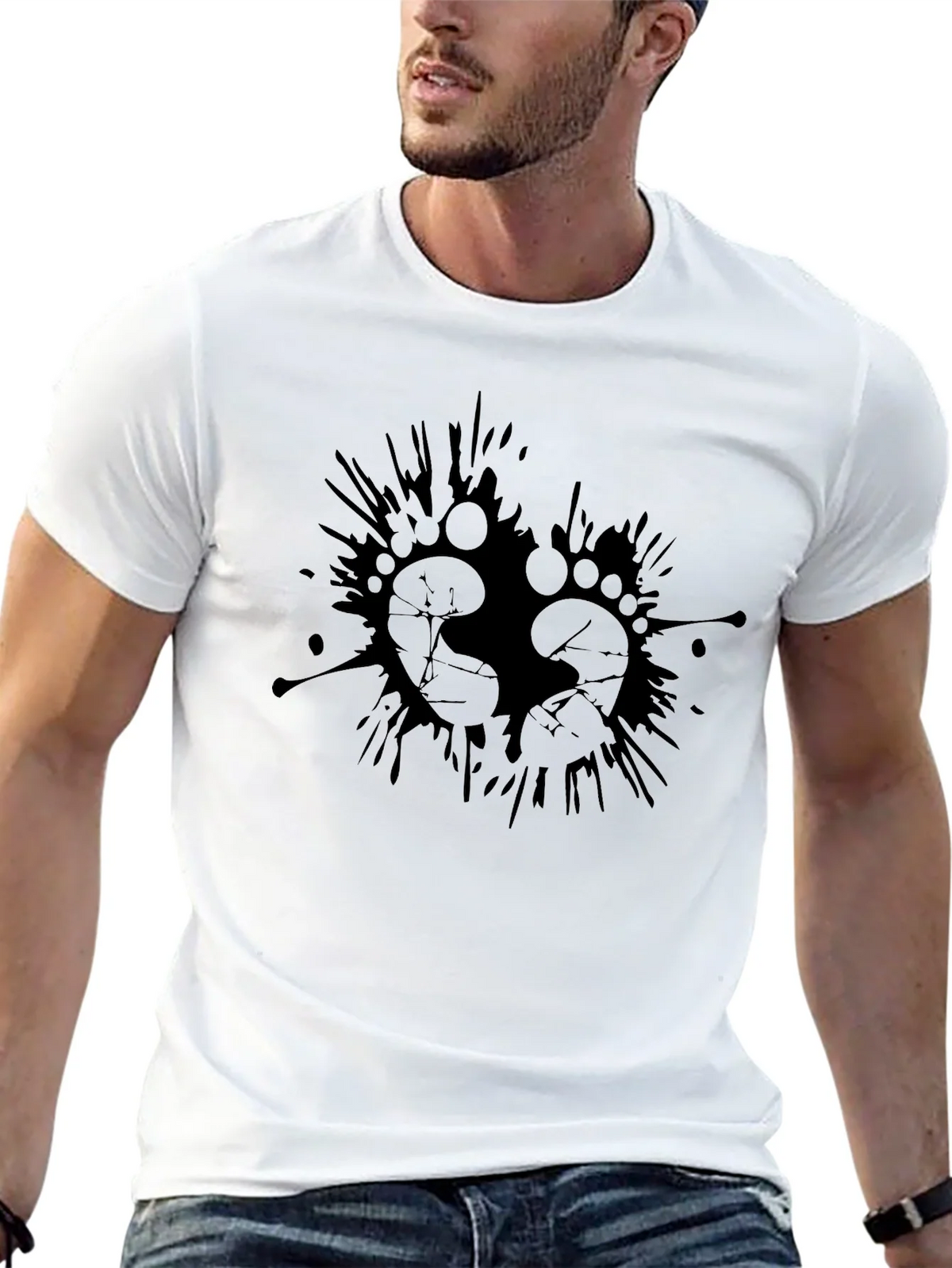 Mens Black Graphic Tee - Footprints Splash Design product image 12