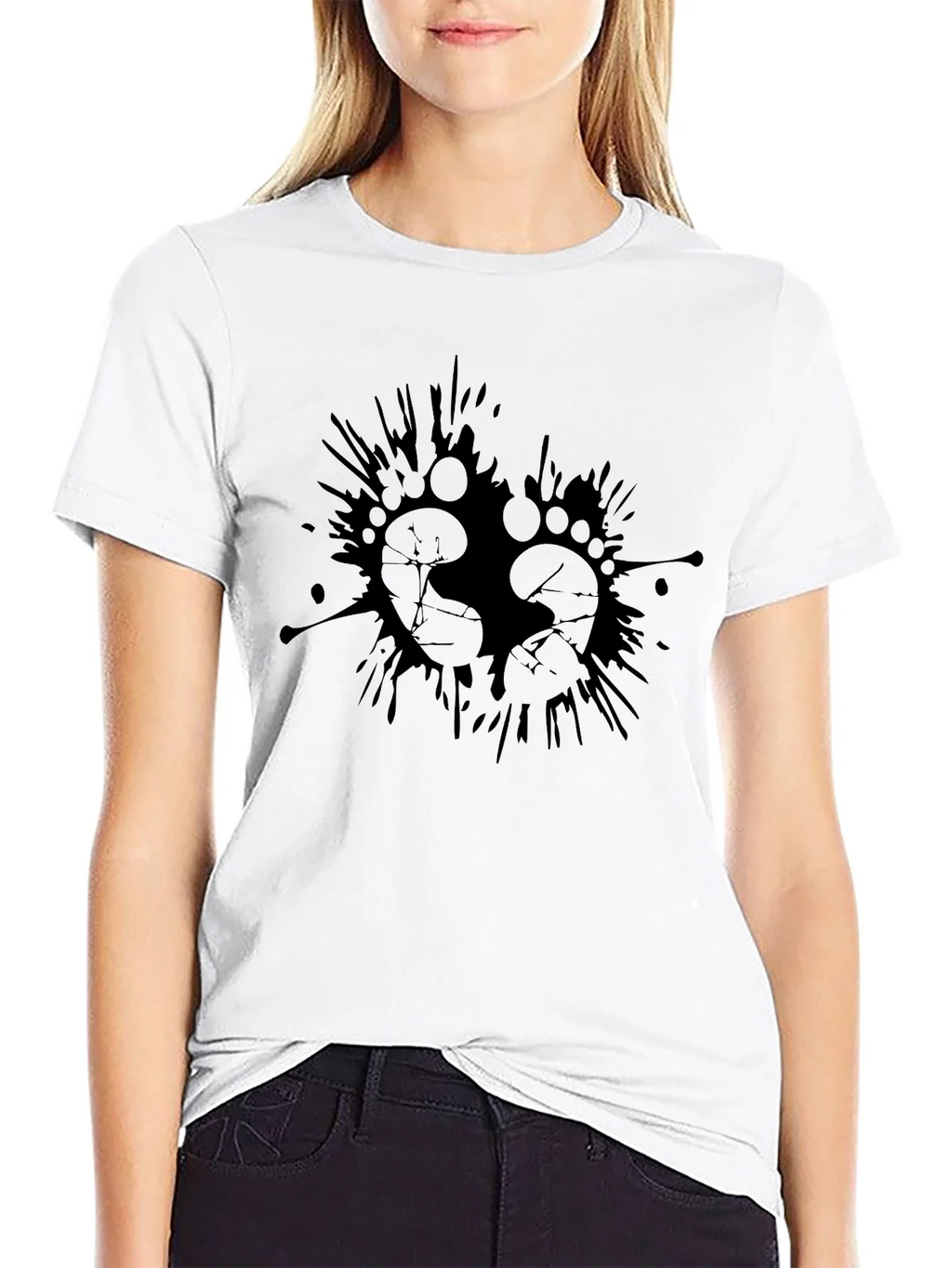 Mens Black Graphic Tee - Footprints Splash Design product image 8